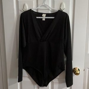 H&M Surplice Bodysuit | Black | Size XL